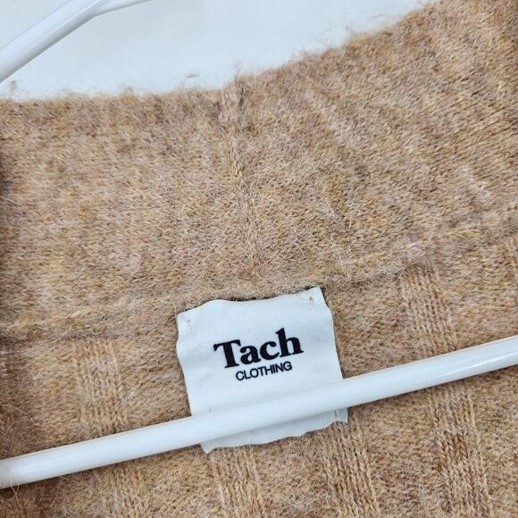 Tach Clothing Cardigan Tan Amira Alpaca Wool Fuzzy Knit Button Pockets Size S - Picture 3 of 6